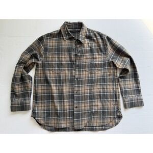 Jenni Kayne Boyfriend Button Up Plaid Shirt Medium Wool Blend Medium Weight